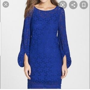 Blue Bohemian Lace puff sleeve Dress